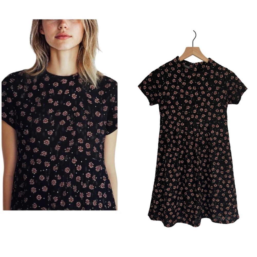 Love Sex Money | Floral Fit & Flare Embroidered Mini Dress Made in Italy XS